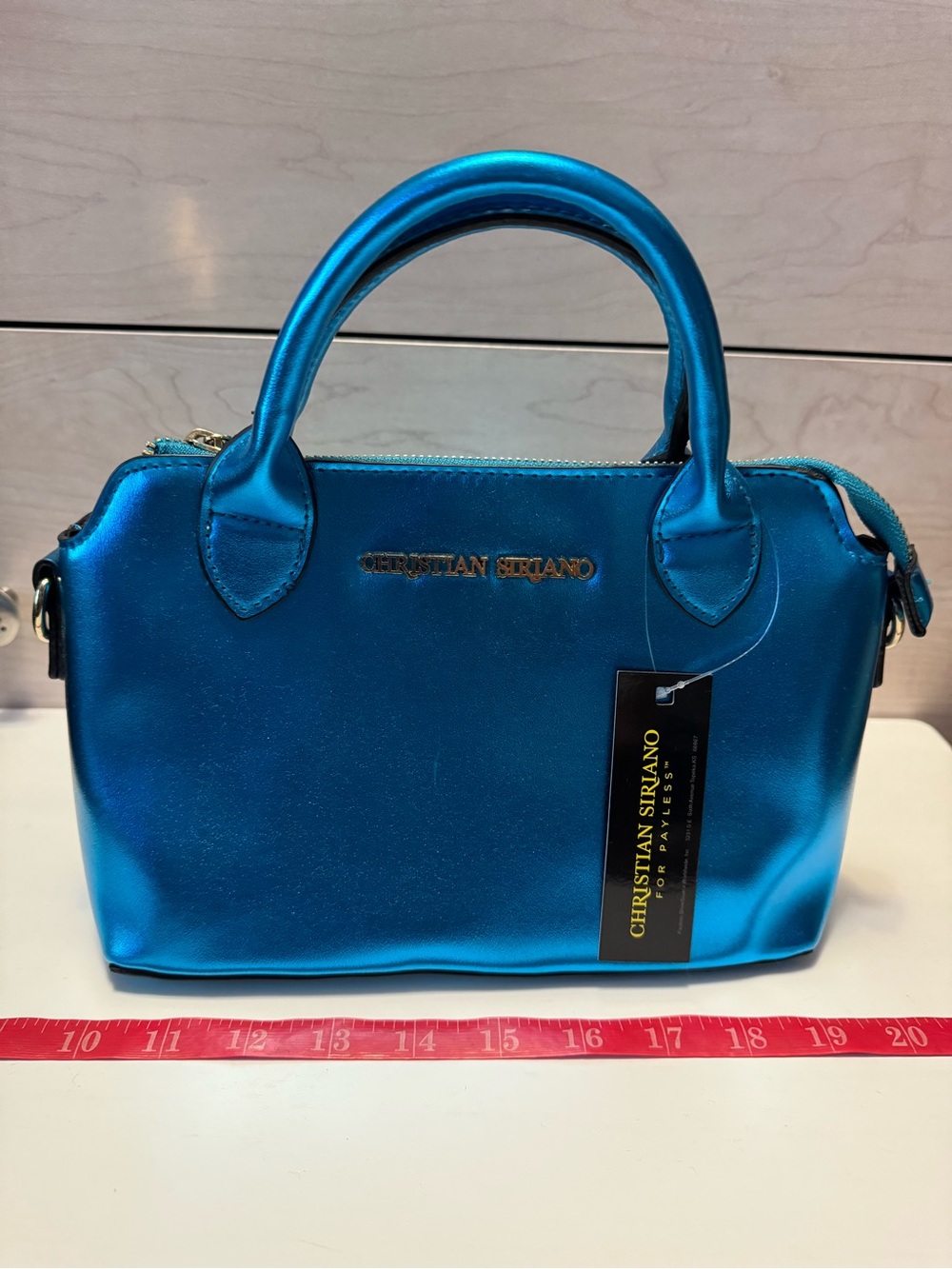 Christian Siriano Shiny Teal Blue Mini Satchel